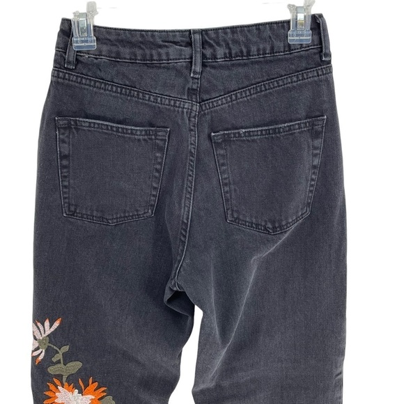 Topshop Moto Mom Tiger Embroidered Black Jeans - Sz 26 - Picture 6 of 13